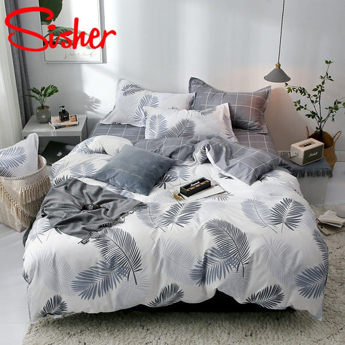 Sisher Simple Bedclothes Bedding Set With Pillowcase Duvet Cover Sets Bed Linen Single Double Full King Size Covers No Bed Sheet