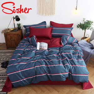 Sisher Simple Bedclothes Bedding Set With Pillowcase Duvet Cover Sets Bed Linen Single Double Full King Size Covers No Bed Sheet