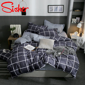 Sisher Simple Bedclothes Bedding Set With Pillowcase Duvet Cover Sets Bed Linen Single Double Full King Size Covers No Bed Sheet