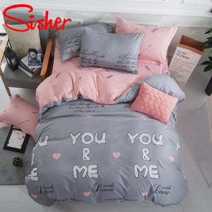 Sisher Simple Bedclothes Bedding Set With Pillowcase Duvet Cover Sets Bed Linen Single Double Full King Size Covers No Bed Sheet