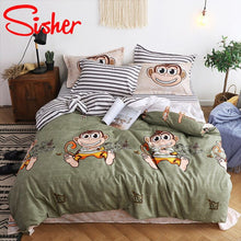 Load image into Gallery viewer, Sisher Simple Bedclothes Bedding Set With Pillowcase Duvet Cover Sets Bed Linen Single Double Full King Size Covers No Bed Sheet