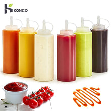 Load image into Gallery viewer, KONCO Squeeze Squirt Condiment Bottles with Twist On Cap Lids  Ketchup Mustard Mayo Hot Sauces Olive Oil Bottles Kitchen Gadget